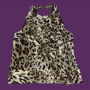 Willi Smith cheetah print halter top with ruffles size women’s L